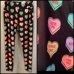 Luv21 Leggings Women’s Size 12-20 and 3X-5X Yoga Waistband Candy Hearts Pattern